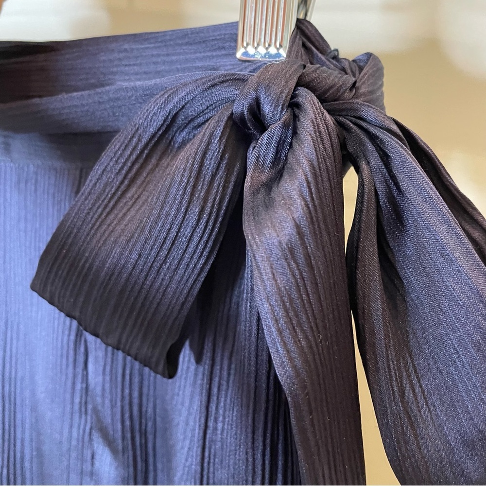 L'Agence Ocean 100% Silk Maxi Skirt High Slit Midnight Blue Small - Picture 5 of 16